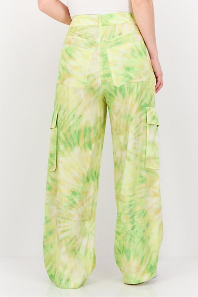 Esprit Women Regular Fit Tie Dye Cargo Pants, Multicolor