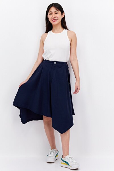 Esprit Women Plain Midi Skirt, Navy Blue