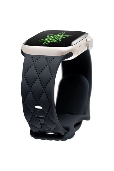 REDz Accessories Diamond Strap, Butterfly Buckle, For Apple Watch, Adjustable, Silicone, Black - 38/40/41 mm