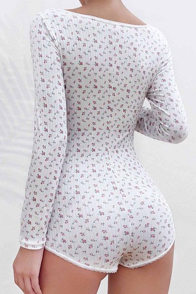Merry See Floral Patterned Design Jumpsuit Nightgown Body