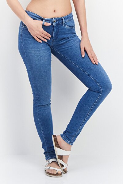 Pepe Jeans Kadın سكيني فيت Düz Esnek Kot Pantolon, Mavi