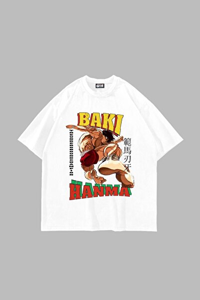 Tarzsokak Baki Hanma Imprimat Oversize Unisex Alb