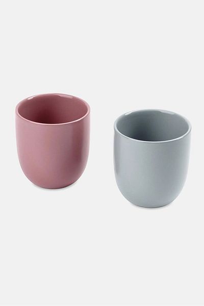 Tchibo 2 Pcs Drinking Mugs, Pink And Grey