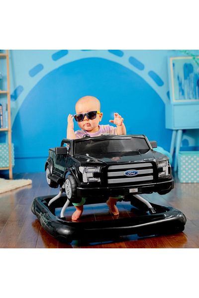 Bright Starts Ford F-150 Walker – 4-in-1 Black Truck-Themed Baby Walker with Sounds, 6–24 Months