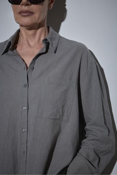 Suud Collection Gray Cool Oversize Linen Shirt