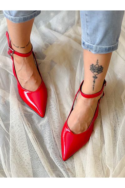BERFONA Dubai Red Patent Leather 5 cm Heel Sandals