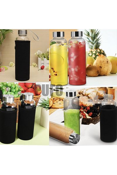 PUFO Sticlă pentru apă sau lichide din material borosilicat, cu capac, capac etanș, 500 ml