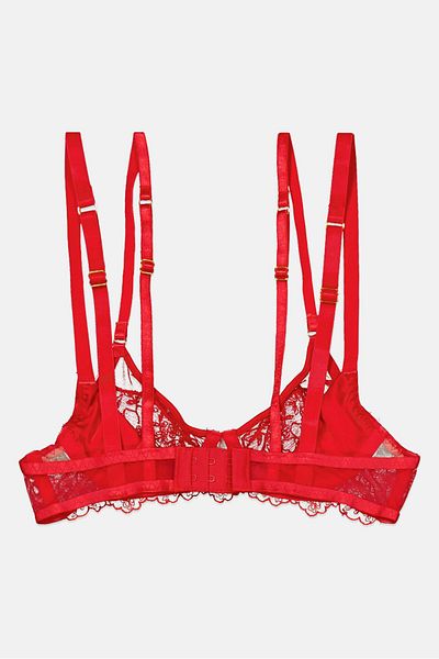 Asos Design Women Non Padded Textured Bra, Red