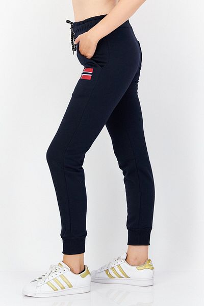 Geographical Norway Women Drawstring Graphic Print Jogger Pant, Navy