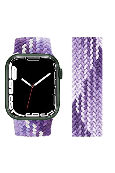 REDz Accessories Curea Solo Loop, compatibilă cu Apple Watch, elastică, violet/alb - 44/45/46/49 mm, mică