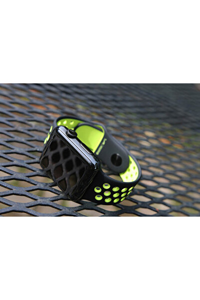 REDz Accessories Διάτρητο λουράκι αθλητικού τύπου για Apple Watch, σιλικόνης, μαύρο-πράσινο - 44/45/46/49 mm, μεσαίο