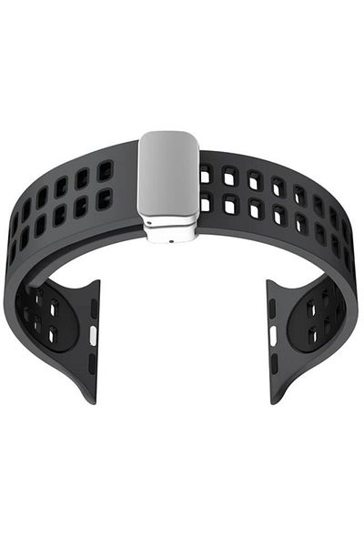 REDz Accessories Curea magnetică perforată pentru Apple Watch, reglabilă, silicon, neagră - 38/40/41 mm