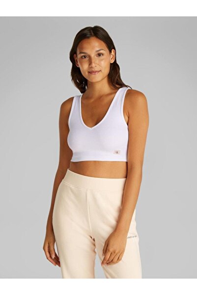 Calvin Klein Kadın Woven Label Rib Bralette T-shirt