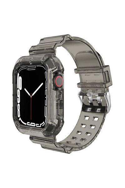 REDz Accessories Curea 2 în 1 cu husă, pentru Apple Watch, rezistentă la șocuri, silicon, neagră - Watch 38/40/41 mm