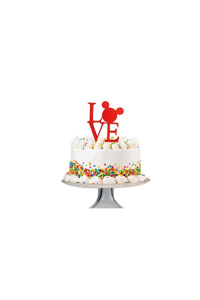 OEM Cake topper decoration, "LOVE", the magic of love Mickey Mouse model, 10 x 9 cm red