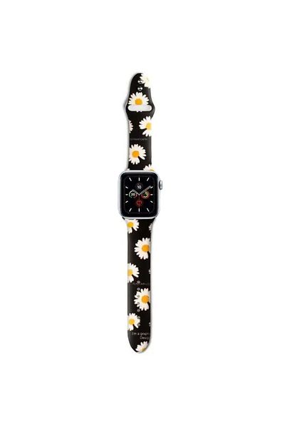 REDz Accessories Daisy Strap, For Apple Watch, Floral Print, Adjustable, Silicone, Black - 44/45/46/49 mm, Large