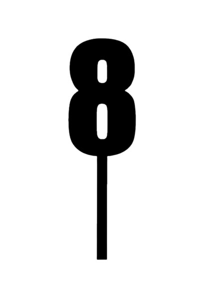 OEM Topper tort, "8", happy birthday,100 X 31 mm negru