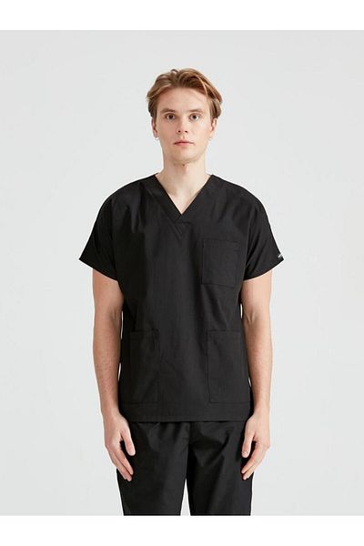 DEMOTEKS Costum medical negru din elastan, pentru bărbați - Model Classic Flex