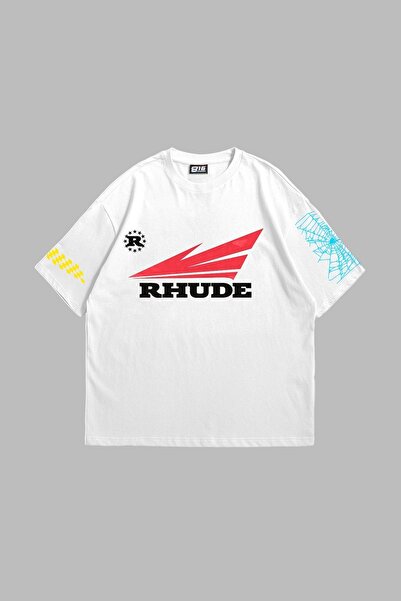 Tarzsokak Rhude Printed Oversize Unisex Alb
