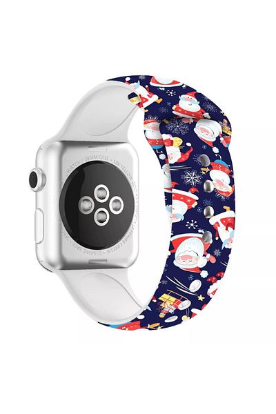 REDz Accessories Curea Moș Crăciun, Sport, pentru Apple Watch, Colecția Crăciun, silicon, albastru marin - 38/40/41 mm