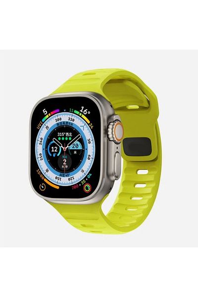 REDz Accessories Athlete Fit, Sport, For Apple Watch, Adjustable, Shockproof, Silicone, Light Yellow - 44/45/46/49 Mm
