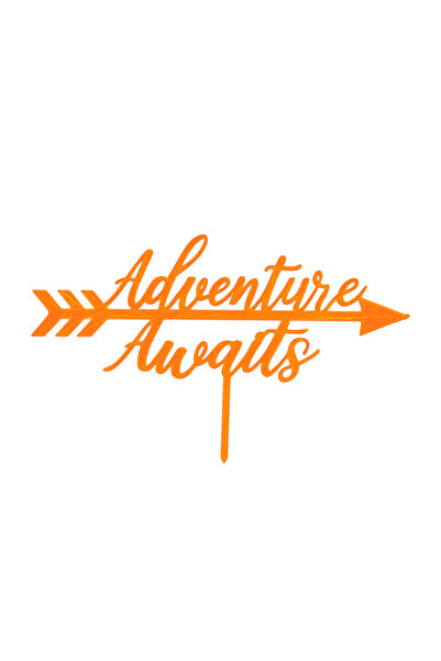 OEM Decoratiune topper tort "Adventures awaits" iubitori de calatorii, Portoc...