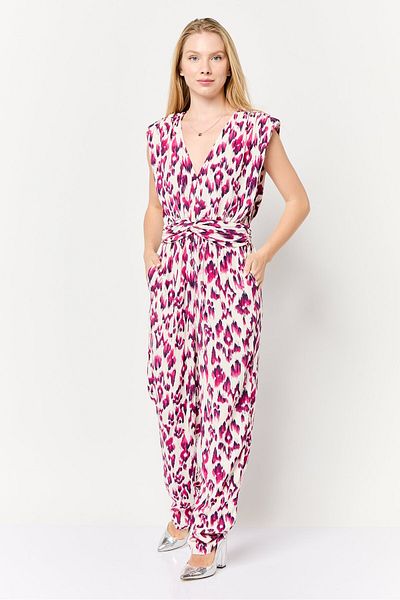 Scotch & Soda Women Allover Print Sleeveless Jumpsuit With Accessories, Multicolor