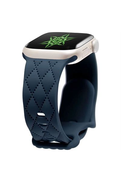 REDz Accessories Diamond Strap, Butterfly Buckle, For Apple Watch, Adjustable, Silicone, Navy Blue - 38/40/41 Mm