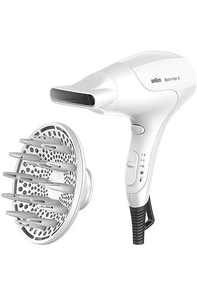 Braun Satin Hair 3 PowerPerfection HD385 with Ionic Function and Styling Nozzle, 2000W, White