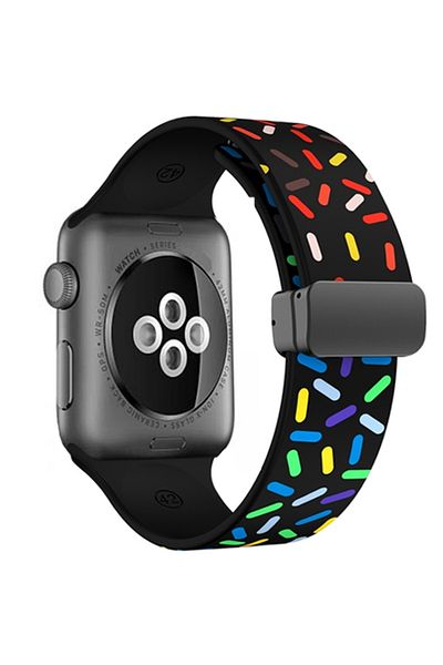 REDz Accessories Curea magnetică moale, silicon pentru Apple Watch, magnetică, sport, culoare neagră - 44/45/46/49 mm