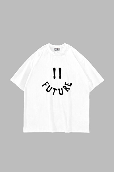 Tarzsokak Future Smile Štampano Oversize kroj Unisex bela