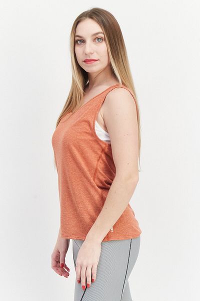 Odlo Women V-neck Sleeveless Textured Tank Top, Burnt Orange