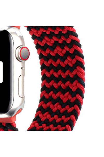 REDz Accessories Curea Solo Loop, compatibilă cu Apple Watch, elastică, roșie/neagră - 44/45/46/49 mm, mărime mare