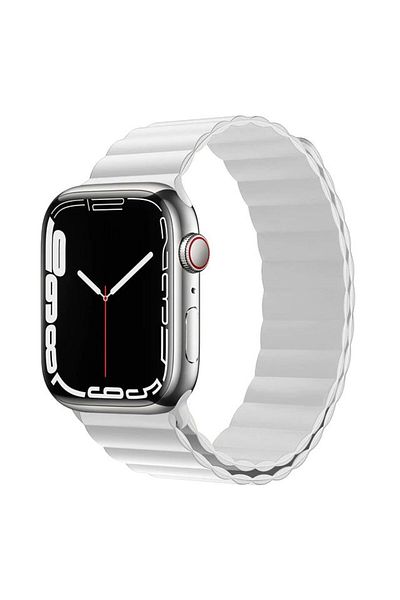 REDz Accessories Curea magnetică din silicon pentru Apple Watch, buclă din silicon, albă - 38/40/41 mm