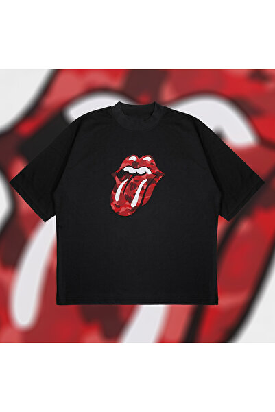 Tarzsokak Tricou unisex oversize A Bathing Ape X Rolling Stones Red Boxy Fit ...
