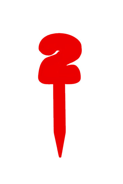 OEM Topper tort, "2", zi de nastere, aniversare,150 X 53 mm rosu