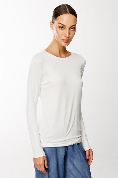 ON O Neck Long Sleeve Basic Blouse