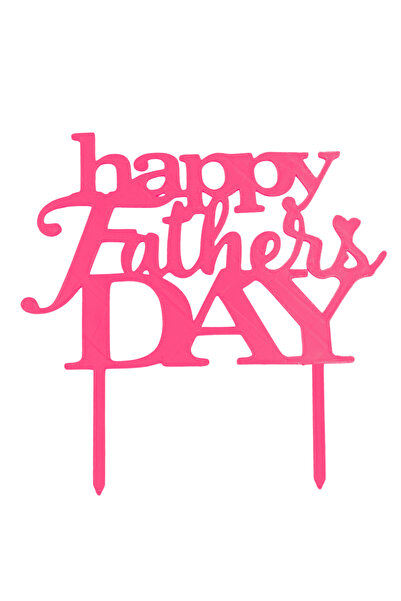 OEM Decoratiune topper "Happy fathers day", ziua tatalui, 18.5 x 19 cm Roz zm...