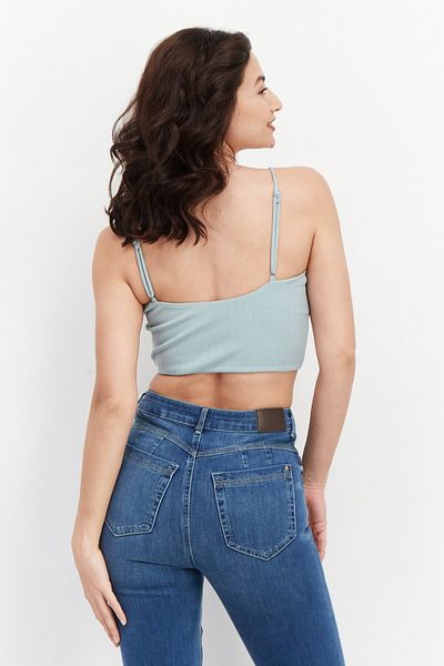 BB Dakota Women V-neck Sleeveless Plain Top, Steel Blue