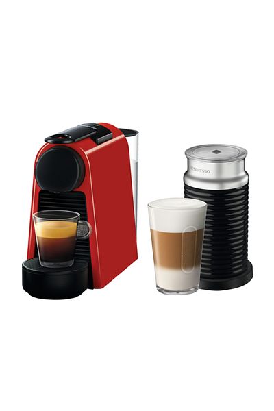 Nespresso ماكينة صنع قهوة إسبريسو إيسينزا ميني دي، لون أحمر، مع خافق حليب أيروسينو 3