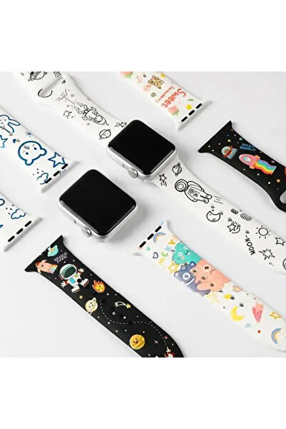 REDz Accessories Λουράκι με αρκουδάκια, για Apple Watch, Εκτύπωση κινουμένων σχεδίων, Σιλικόνη, Λευκό - 38/40/41 mm, Μεσαίο