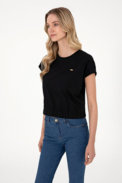 U.S. Polo Assn. Kadın Siyah Bisiklet Yaka Tişört 50305720-VR046