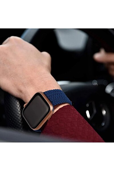 REDz Accessories Curea Solo Loop, compatibilă cu Apple Watch, elastică, bleumarin - 38/40/41 mm, medie