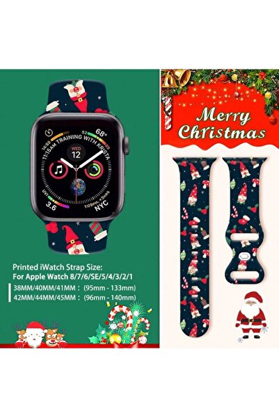 REDz Accessories Curea de Crăciun Gnomes, Sport, pentru Apple Watch, Design de Crăciun, Silicon, Negru - 44/45/46/49 mm