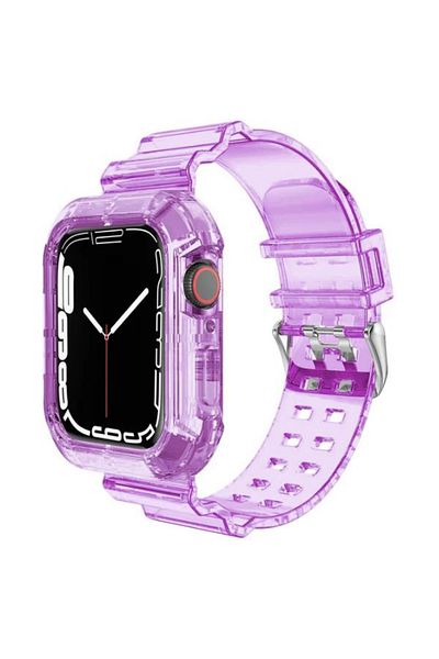 REDz Accessories 2 In 1 Strap With Case, For Apple Watch, Shockproof, Silicone, Purple - Watch 42/44/45 Mm