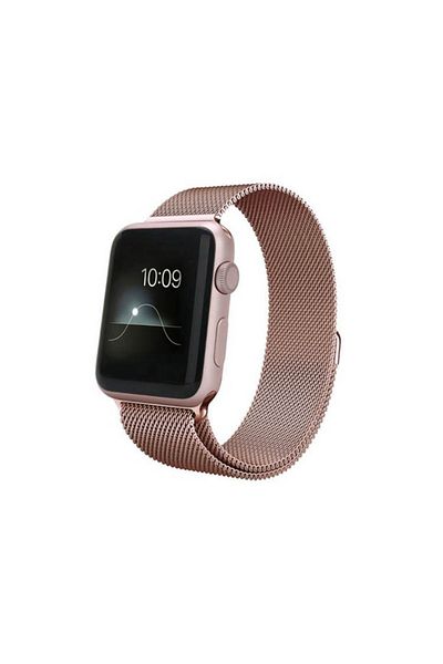 REDz Accessories Strap For Apple Watch, Milanese Loop, Stainless Steel, Rose Gold - 44/45/46/49 Mm