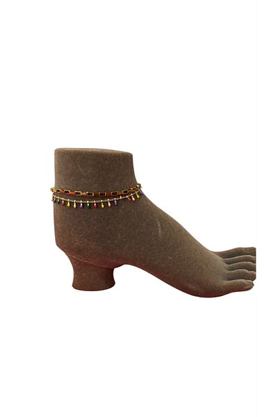 derokas Rectangular Model Steel Gold Color Anklet Does Not Tarnish Stylish Elegant