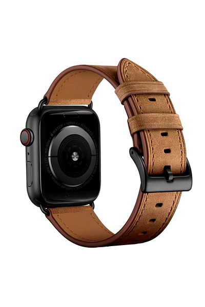 REDz Accessories Classic Charm Strap, For Apple Watch, Leather Effect, Adjustable, Light Brown - 44/45/46/49 Mm