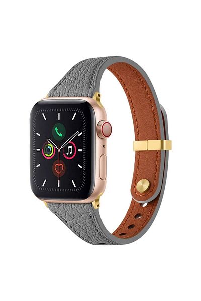 REDz Accessories Curea Eternal Ultra-Subțire, pentru Apple Watch, efect de piele, reglabilă, gri - 38/40/41 mm