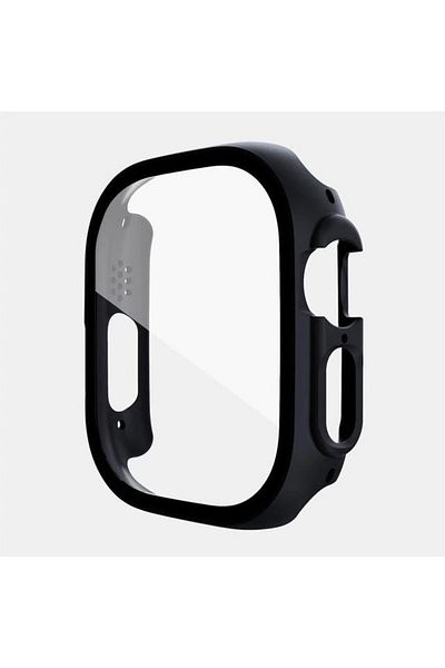 REDz Accessories Carcasă din sticlă, Apple Watch 49mm, protecție completă, neagră